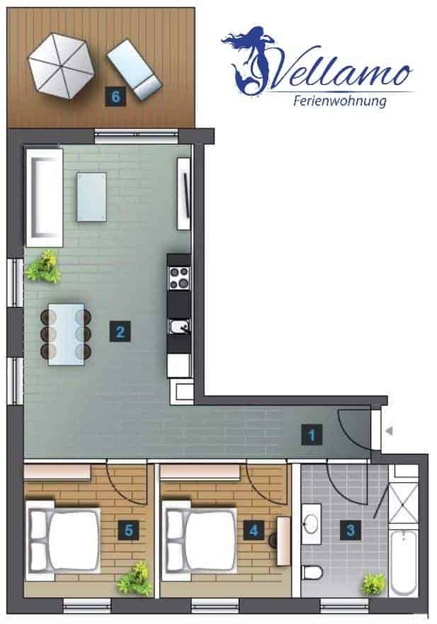 Ferienwohnung Vellamo Rerik - Grundriss